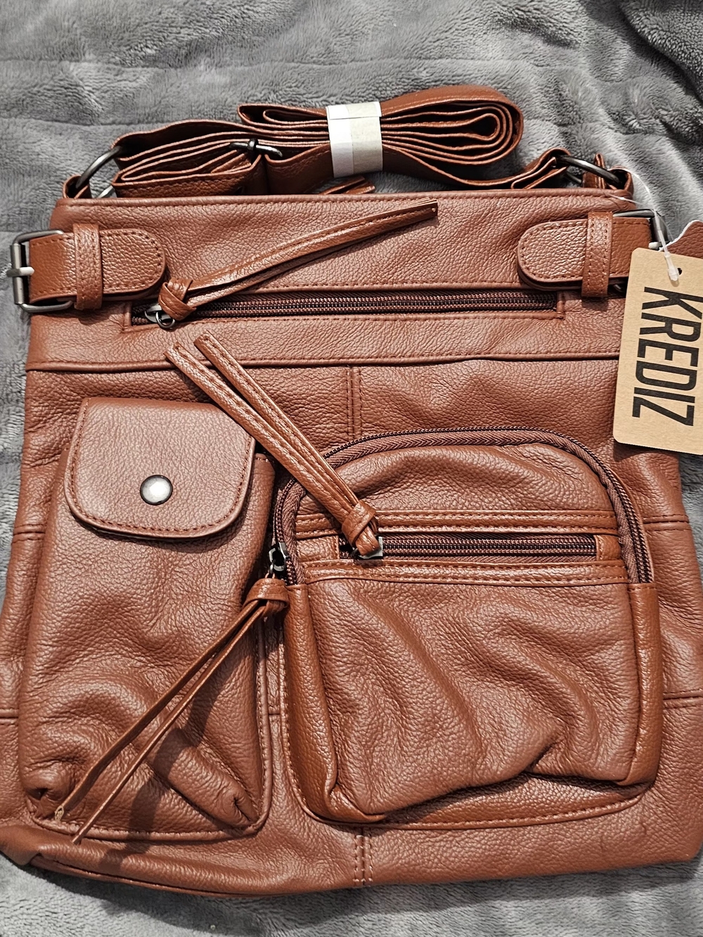 Krediz Woman Crossbody Bag - Brown Leather-Style Organizer